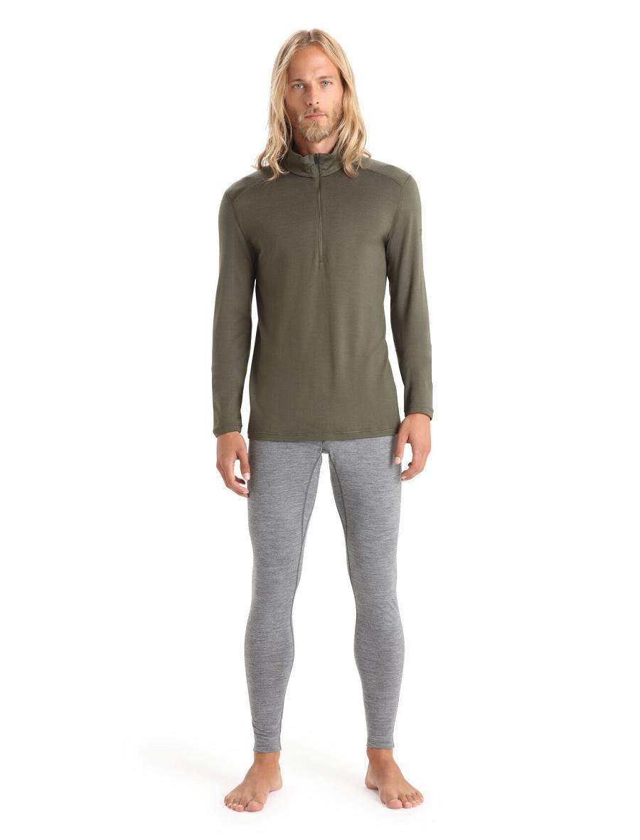 Icebreaker Merino 260 Tech Long Sleeve Half Zip Thermal Top Férfi Base Layers Olivazöld | HU 1384PJJQ